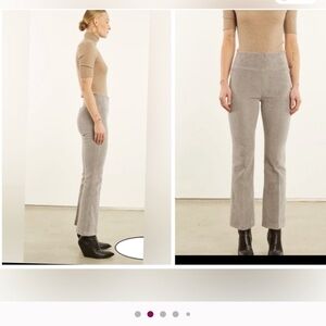 NWOT SPRWMN Ankle Corduroy Flare Pants in Bone Beige Color